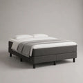 Boxspringbett ohne Kopfteil mit Matratze, Polyesterbezug und Taschenfederkern, Dunkelgrau/Schwarz, 180 × 200 cm