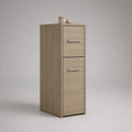 Schuhschrank aus Spanplatte mit 2 Kippfächern, Eiche hell/Silber, 40 × 30 × 100 cm