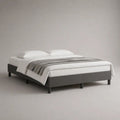 Boxspringbett ohne Kopfteil mit Matratze, Polyester und Massivholz, Dunkelgrau, Liegefläche 180 × 200 cm