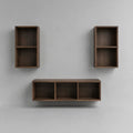 3-teiliges Wandregal aus MDF mit Walnussfurnier, 2 Regale 30 × 18 × 60 cm und 1 Regal 90 × 18 × 30 cm, Dunkelbraun