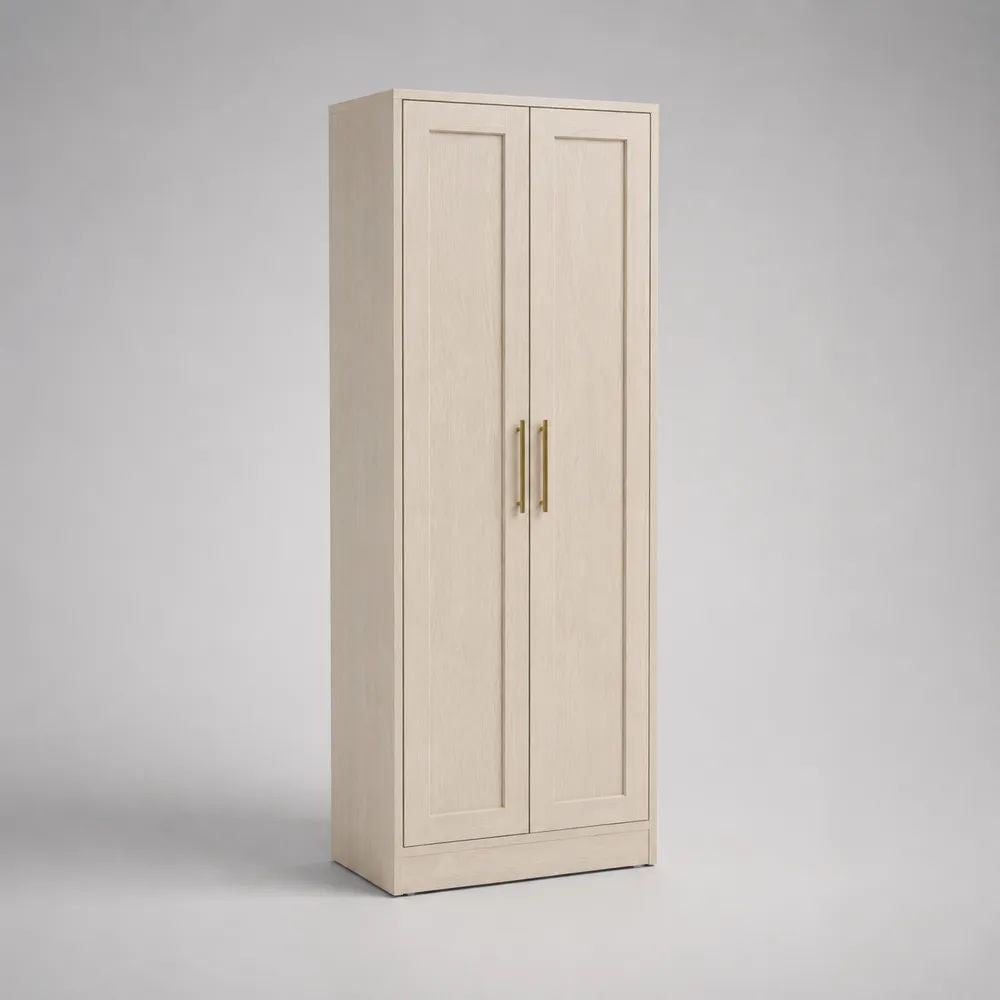 Küchenvorratsschrank aus MDF und Spanplatte mit 2 Türen, Creme, 60 × 40 × 180 cm
