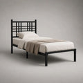 Metallbett Einzelbett mit pulverbeschichtetem Stahlrahmen und Lattenrost, Liegefläche 90 x 200 cm, Gesamtmaß 208 x 96 x 110 cm, Schwarz